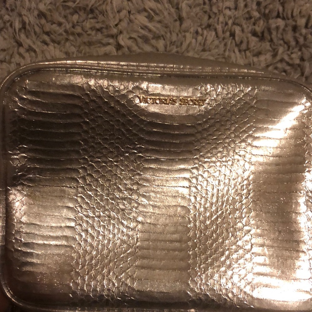 Silver metallic snakeskin crossbody bag